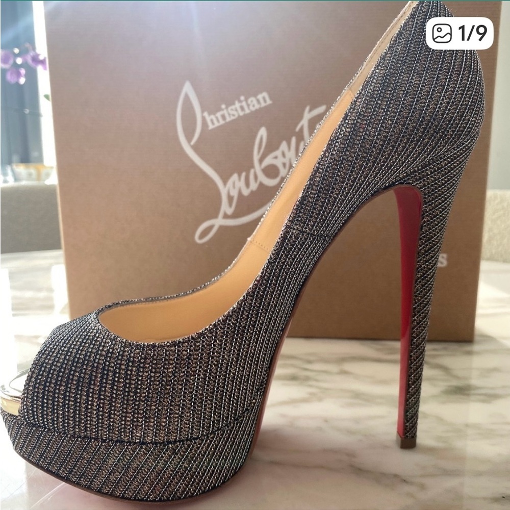Christian Louboutin Glitter Peep-Toe Heels
